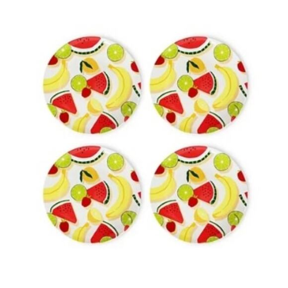 NWT Celebrate Together Summer Mixed Fruit 4pc Melamine Tropical Dinner Plate Set - Picture 1 of 4